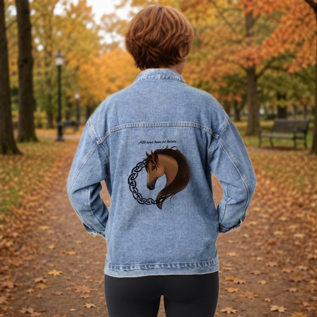 Celtic Horse Yellow Knotwork Circle Mythic Equine Denim Jacket (Creator Uploaded)
