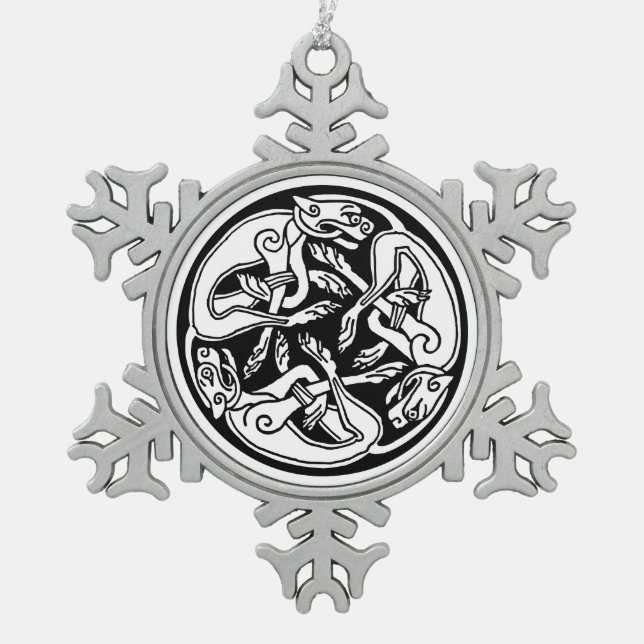 celtic hounds pewter ornament (Front)