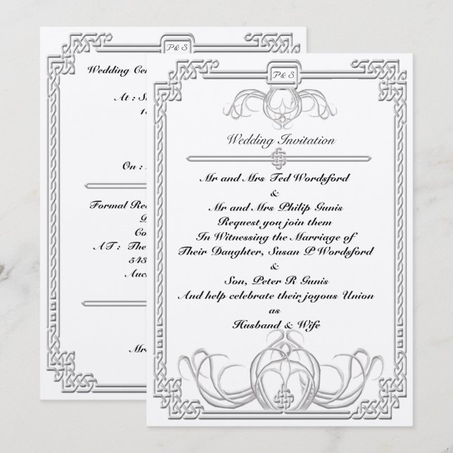 Celtic Ice Wolf Wedding Invitation (Front/Back)