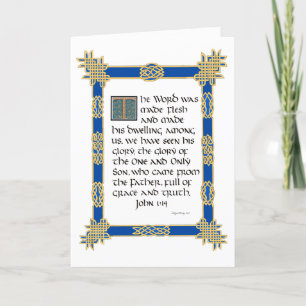 Celtic illuminated calligraphy John 1:14 Christmas Card