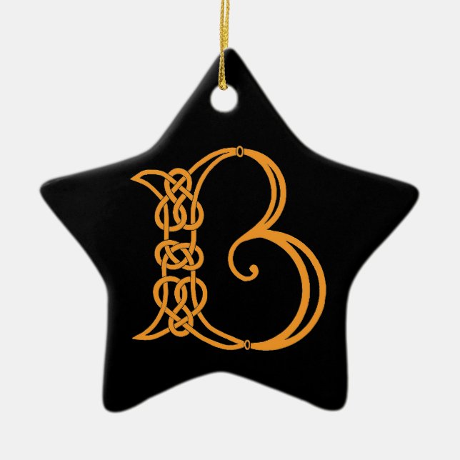 Celtic Initial B Ceramic Tree Decoration (Front)