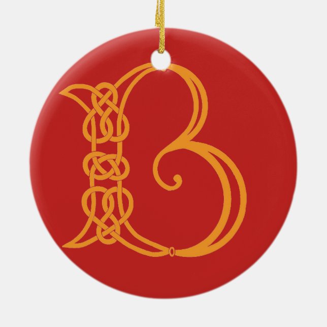 Celtic Initial B Ceramic Tree Decoration (Back)