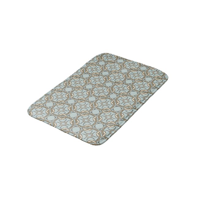 Celtic Inspired Interlocking Graphic Cream Black Bath Mat (Angled)