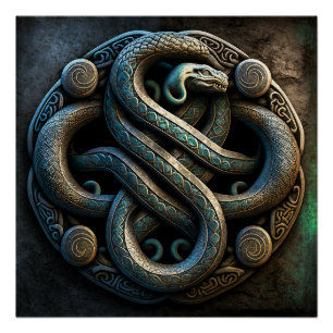 Celtic Intertwined Snakes Ornament Poster