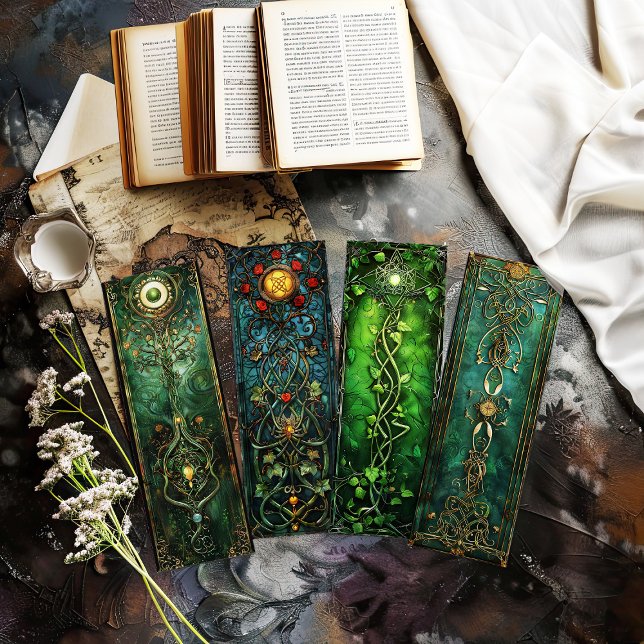 Celtic Irish Bookmarks, Fantasy Bookmarks s10 (collection of 4 unique you cut out irish celtic bookmarks)