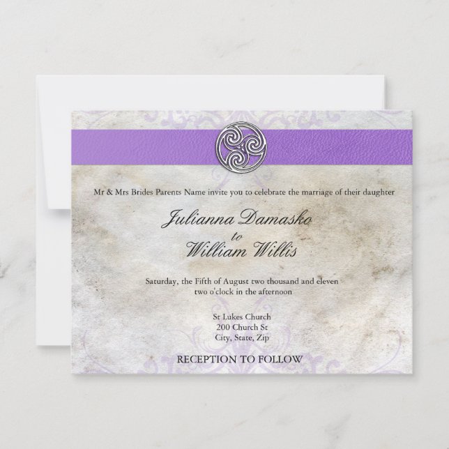 Celtic Irish  Gaelic Triskelion Wedding Invite (Front)