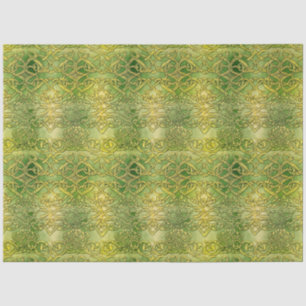 Celtic Irish Green and Gold Ornate Pattern 1 Tissue Paper
