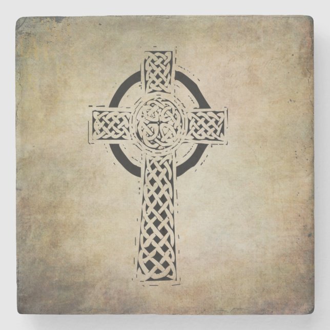 celtic irish sacred symbols stone coaster (Front)