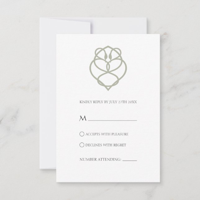 Celtic Irish Swan Love Knot Wedding Reply Card (Front)