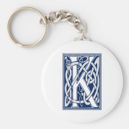 Celtic K Monogram Basic Round Button Key Ring