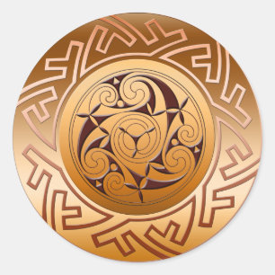 Celtic Key and Spiral Classic Round Sticker
