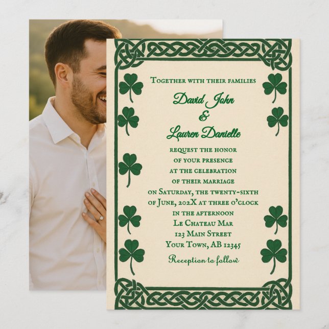 Celtic Kiss Photo Wedding Invitation (Front/Back)