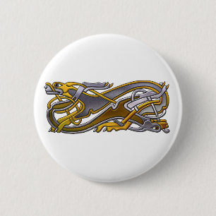 Celtic Knot 2 dogs – gold and silver 6 Cm Round Badge