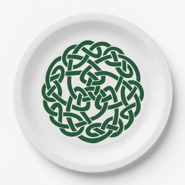 Celtic Knot 2 round green Paper Plate (Front)