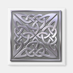 Celtic Knot 4 square-silver Magnet