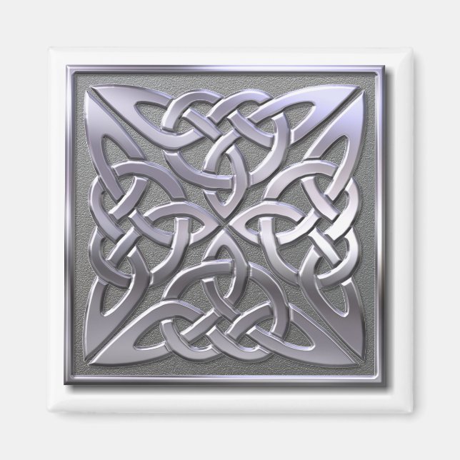 Celtic Knot 4 square-silver Magnet (Front)