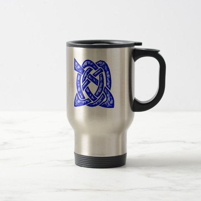 Celtic Knot 6 Dark Blue Travel Mug (Right)