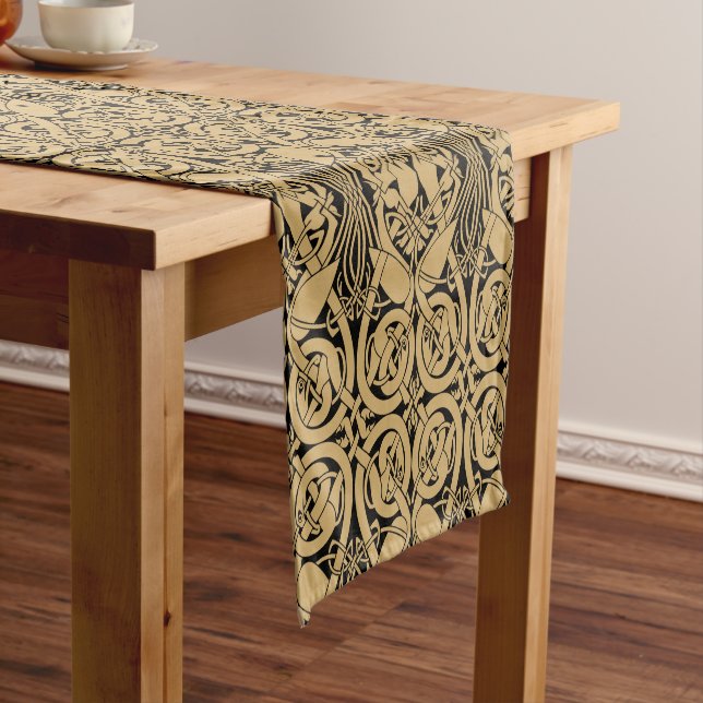 Celtic Knot Animals Lindisfarne Pattern Fabric Short Table Runner (In Situ)