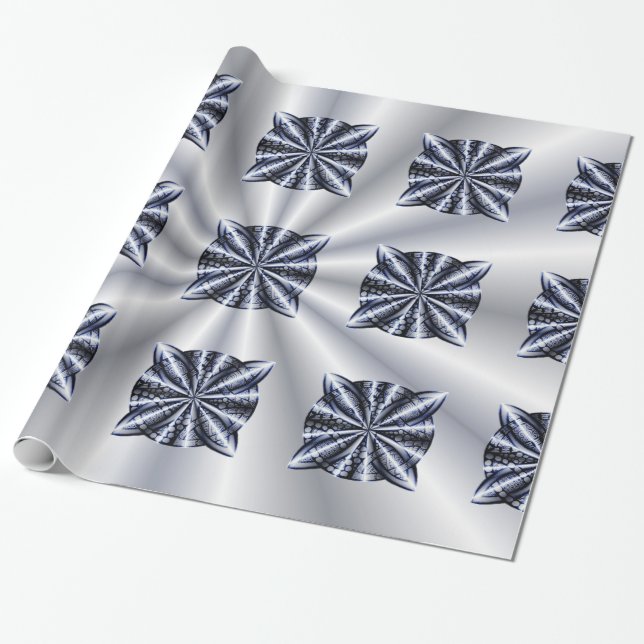 Celtic Knot Blue Metallic Wrapping Paper (Unrolled)