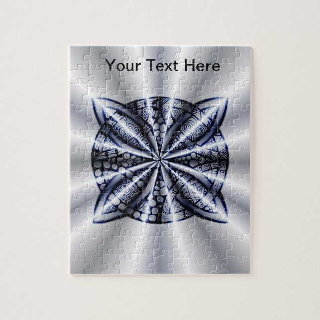Celtic Knot Blue Tangled Doodle Design Jigsaw Puzzle (Vertical)
