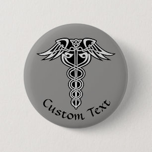 Celtic Knot Caduceus 6 Cm Round Badge