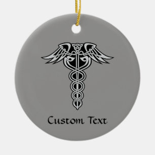 Celtic Knot Caduceus Ceramic Tree Decoration