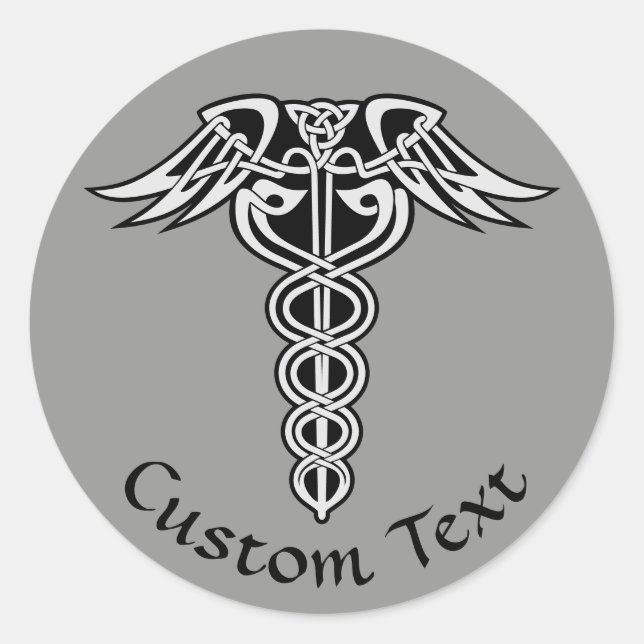 Celtic Knot Caduceus Classic Round Sticker (Front)