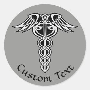 Celtic Knot Caduceus Classic Round Sticker