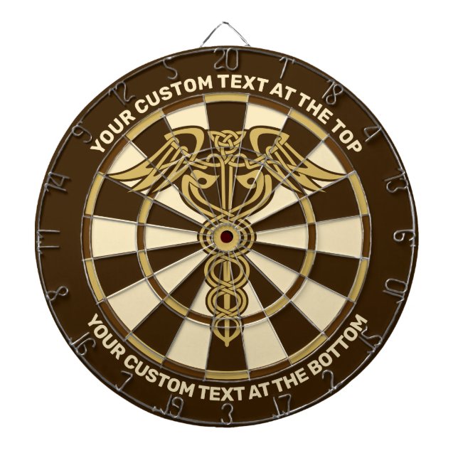 Celtic Knot Caduceus Dartboard with Custom Text (Front)