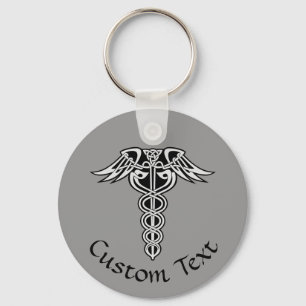 Celtic Knot Caduceus Keychain