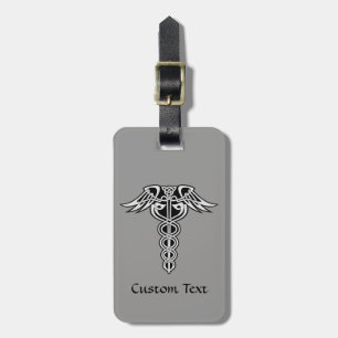 Celtic Knot Caduceus Luggage Tag
