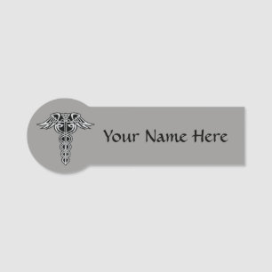 Celtic Knot Caduceus Name Tag