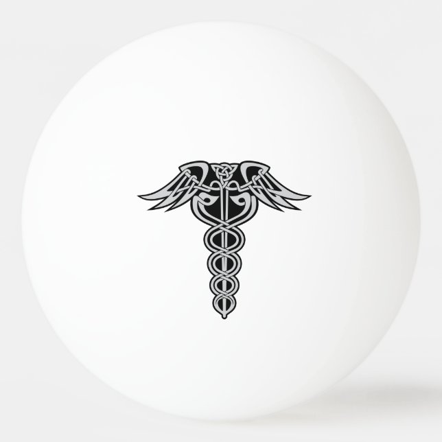 Celtic Knot Caduceus Ping Pong Ball (Front)