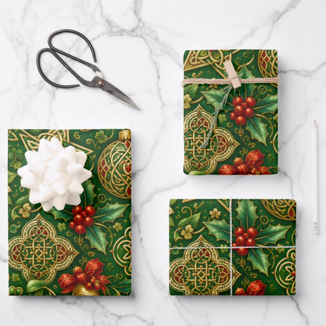 Celtic Knot Christmas Wrapping Paper Sheets (Front)