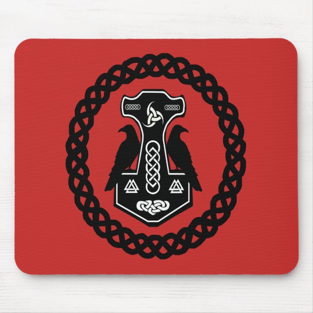 Celtic Knot Circle Thor's Hammer Mouse Mat (Front)