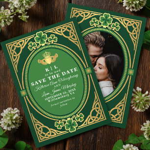 Celtic Knot Claddagh Shamrock Wedding Green  Save The Date