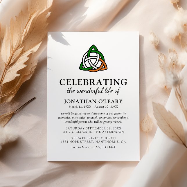 Celtic Knot Classic Irish Funeral Memorial Invitat Invitation (Creator Uploaded)
