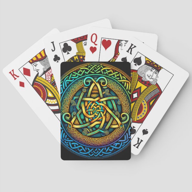 Celtic Knot Colourful Knotwork Playing Cards (Back)