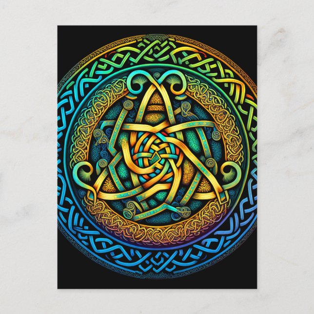 Celtic Knot Colourful Knotwork Postcard (Front)