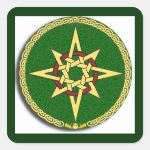 Celtic Knot Compass on Green Square Sticker