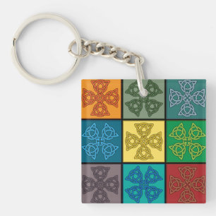 Celtic Knot Cross Pattern Pop Art Key Ring