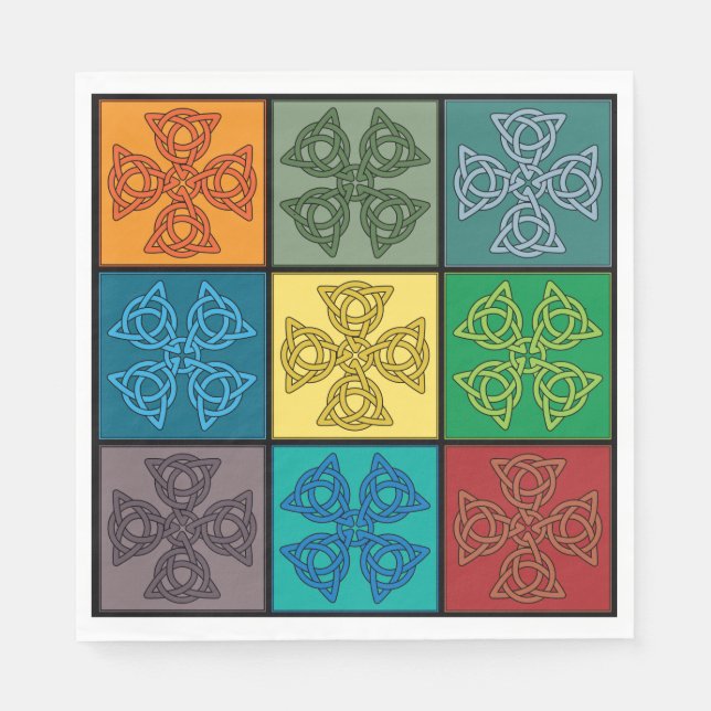 Celtic Knot Cross Pattern Pop Art Napkin (Front)