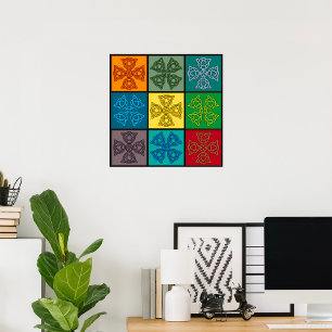 Celtic Knot Cross Pattern Pop Art Poster
