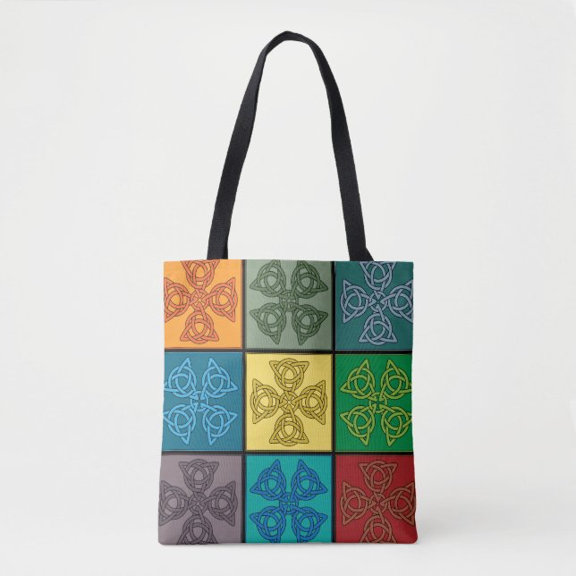 Celtic Knot Cross Pattern Pop Art Tote Bag (Front)