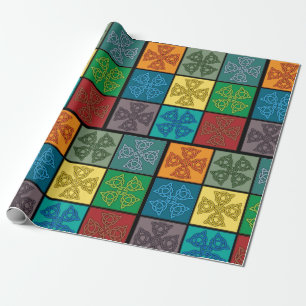 Celtic Knot Cross Pattern Pop Art Wrapping Paper