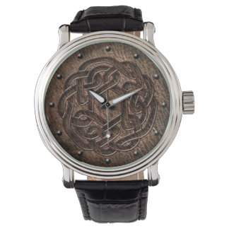 Celtic knot dark embossed on leather digital art watch