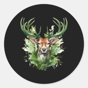 Celtic Knot Deer Irish Elk Green St. Patrick's Day Classic Round Sticker