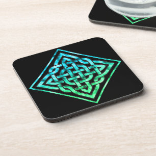 Celtic Knot - Diamond Blue Green Black Coasters