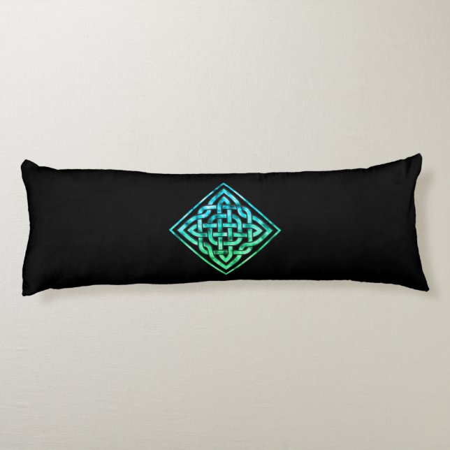 Celtic Knot - Diamond Blue Green Body Pillow (Back)
