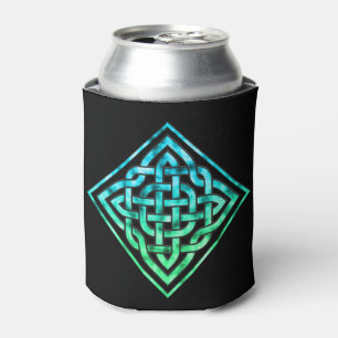 Celtic Knot - Diamond Blue Green Can Cooler